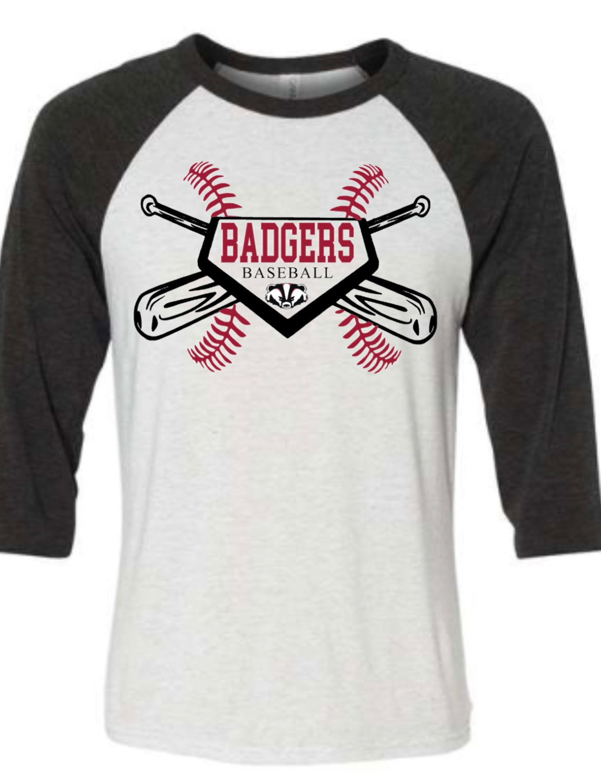 Raglan Tee- Badgers Baseball with bats