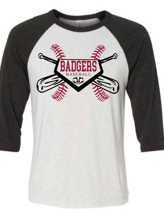 Raglan Tee- Badgers Baseball with bats
