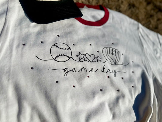 Ball & Glove Game Day Rhinestone Tee